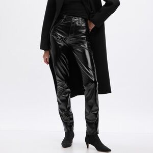 Gap High Rise Vegan Patent Leather Vintage Slim Black Pants Tall